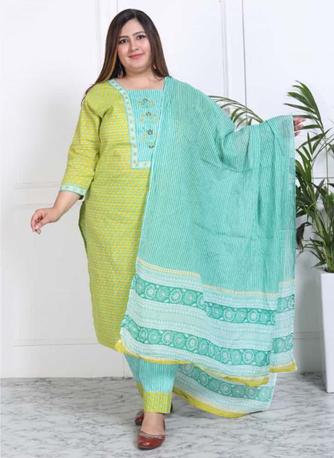 Cotton Green Traditional Wear Digital Printed Readymade Salwar Suit
